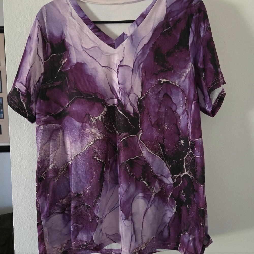 Purple V-Neck Women's Top